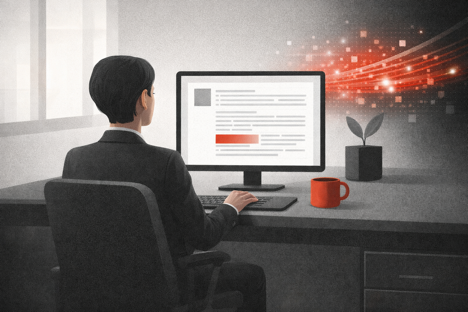 Dirigeant de PME qui structure une proposition client avec un ordinateur portable et un carnet de notes